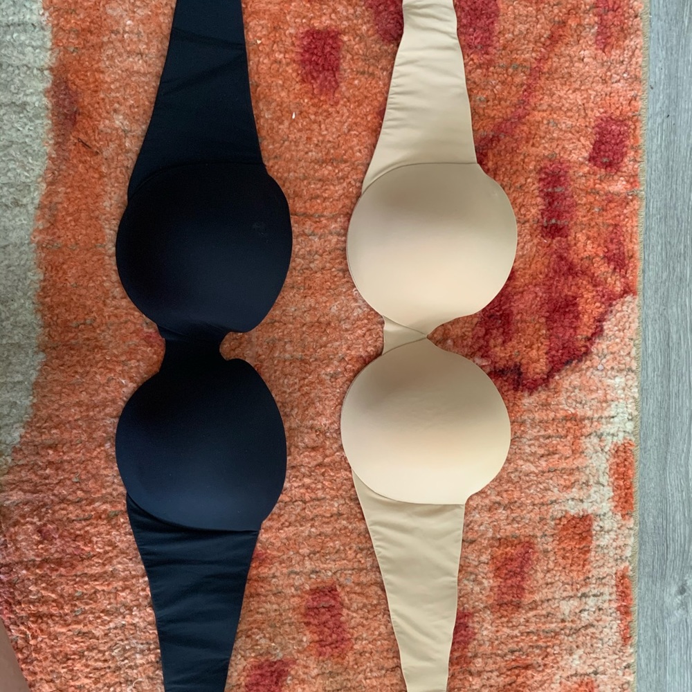 Black and Beige/Tan Gap Strapless Bra Set Size 36C